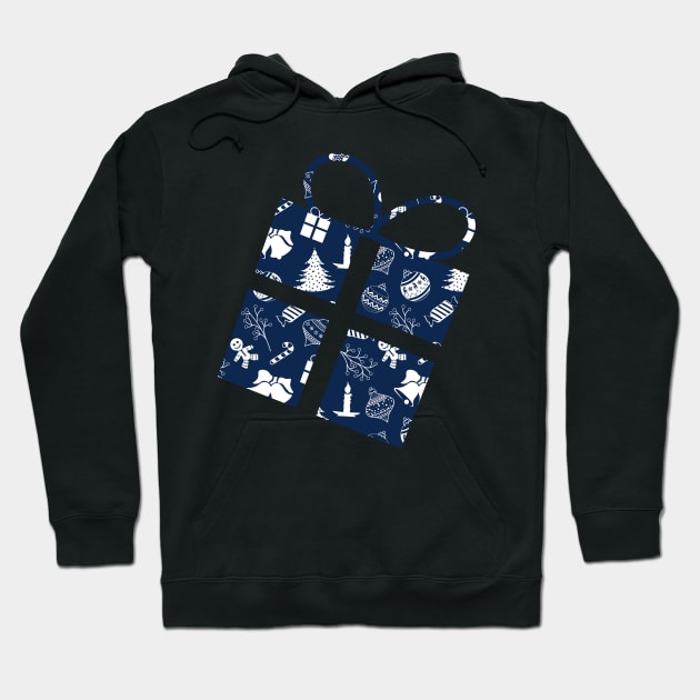 Christmas Pattern Blue White Hoodie by cesartorresart